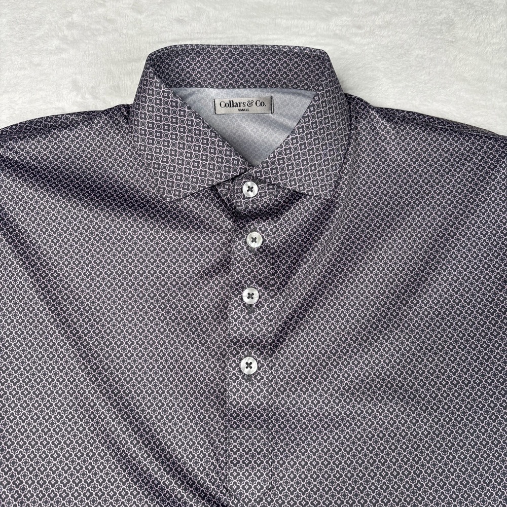 Collars and Co NWOT Semi-Spread Collar Polo Crest Point Grey And Pink - Size S